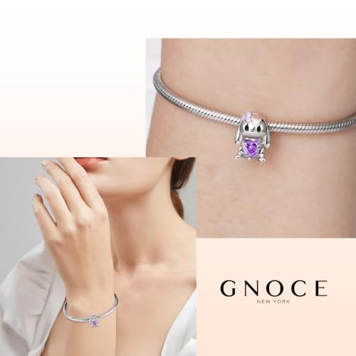 Image of GNOCE Embraces Heart Gemstone Bead Charms 925 Sterling Silver Rabbit Horse Triceratops Snake Monkey Cat Platypus Sloth Bear Pig Yak Ghost Matryoshka Doll Jewelry Gift for Women