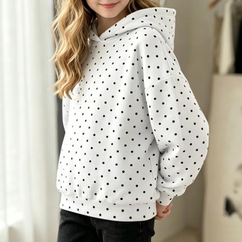 Kiavfrkp Hoodies for Teen Girls Cute Polka Dots Pullover Hooded Sweatshirt - image 2