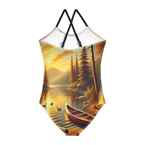 Lake Sunrise Fire Bathing Suits for Girls Kids Swimsuits Swimsuits One Piece Summer Beach Swimwear2