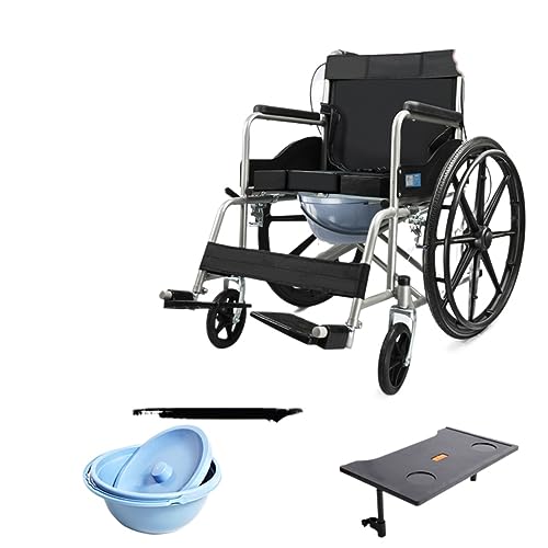 車椅子高齢者折りたたみライトポータブル小型多機能トイレ付き高齢者障害者ハンドプッシュスクーター (高級サイレントアンチストレスビッグホイール - オックスフォード生地(送り台))