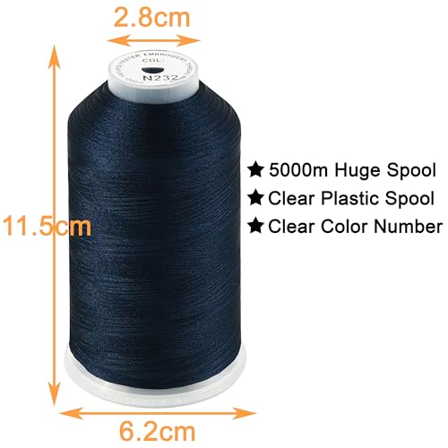 Image of New brothread - Single Huge Spool 5000M Each Polyester Embroidery Machine Thread 40WT for Commercial and Domestic Machines - Navy Blue (Janome Color)