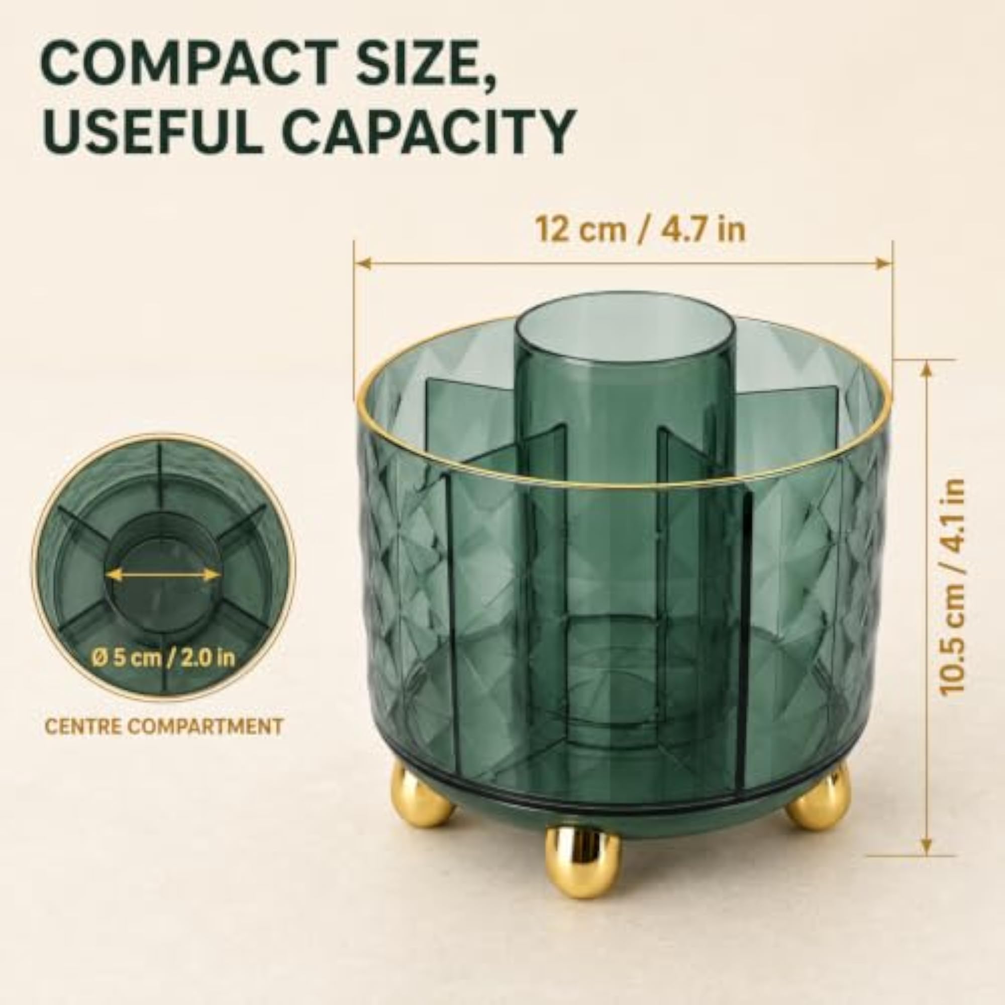 360 Rotating Waterproof Makeup Brush Holder Organizer