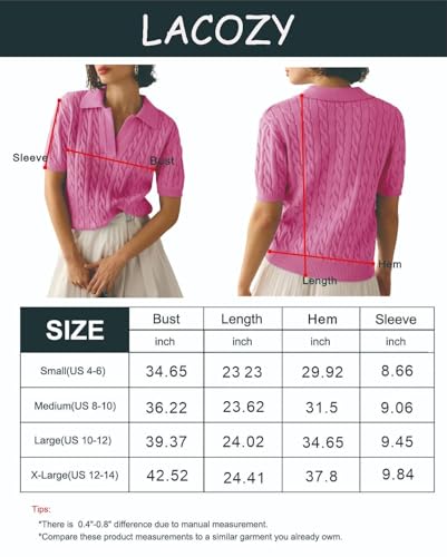 LACOZY Women's Cardigans Lightweight Casual Short Sleeve Summer Breathable Polo Neck Knit Top Green - Image 5