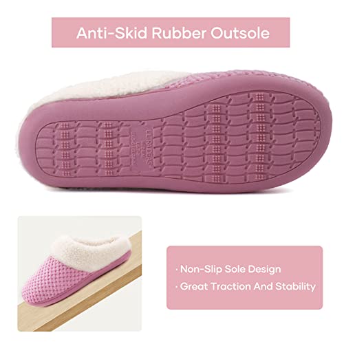 Ultraideas Women's Comfy Coral Fleece Slippers With Memory Foam, Slip-On House Shoes For Indoor And Outdoor (Pink, Size 7-8) #TOP2