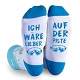Zemolo Weihnachten Geschenke für Männer Lustige Socken mit Spruch ICH WÄRE LIEBER AUF DER PISTE Socken Witzige Vatertag Männertag Geburtstag für Papa Opa Freund Bruder Jungs Wintersocken