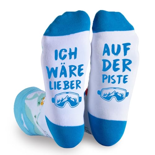 Zemolo Weihnachten Geschenke für Männer Lustige Socken mit Spruch ICH WÄRE LIEBER AUF DER PISTE Socken Witzige Vatertag Männertag Geburtstag...