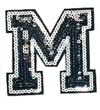3' inch Black and Silver Sequin Letter A-Z Iron-on Patch Appliqué Sewing Alphabet Letter (M)