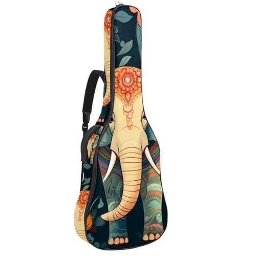 Housse de guitare acoustique imperméable au design éléphant coloré avec protection renforcée