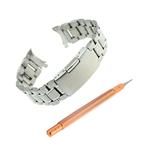 Ritche 20mm Stainless Steel Bracelet Watch Band Strap Curved End Solid Links Color Silver