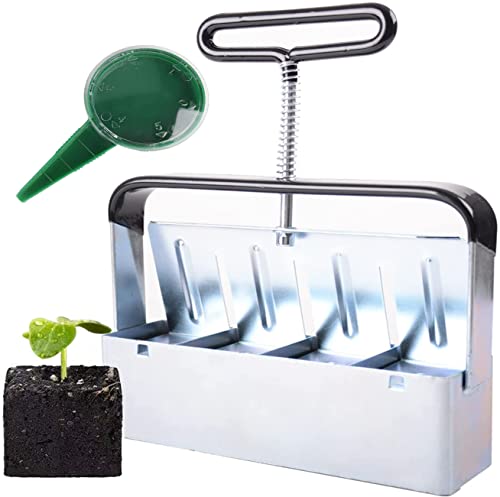 Hand-held Soil Blocker 4x2 Inch Seed Block Makers at a Time Soil Block Maker for Soil Block for Seed Start Garden Soil Potting Soil for Outdoor Plants (7.7in*2in)