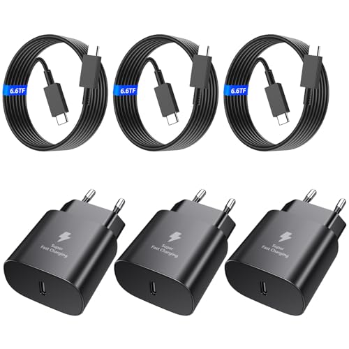 【3er Pack】 Chargeur USB C 25W avec 2M câble, Adapteur PD 3.0, Alimentation USB C pour Charge Rapide, Compatible avec iPhone 17/16/15/14, Samsung...