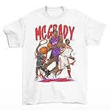 RatTrapTees Tracy McGrady Cartoon Style Basketball T-Shirt (US, Alpha, XX-Large, Regular, Regular, White)