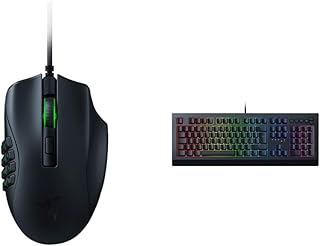 Razer Naga X - Ergonomic Gaming Mouse with 16 Programmable Buttons, Black & Cynosa V2 - Membrane Gaming Keyboard, UK Layout | Black