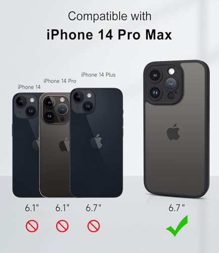 Mootobo Compatible with iPhone 14 Pro Max Case with Lens Protection, Shockproof Military-Grade Protection, Anti-Scratch Matte Back Slim Phone Case 6.7 inch, Black