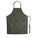 Luchuan Luxuriöse, robuste Canvas-Werkzeugschürze für Damen und Herren, mit Tasche und Riemen aus echtem Leder, verstellbare Arbeitsschürze - Grün -