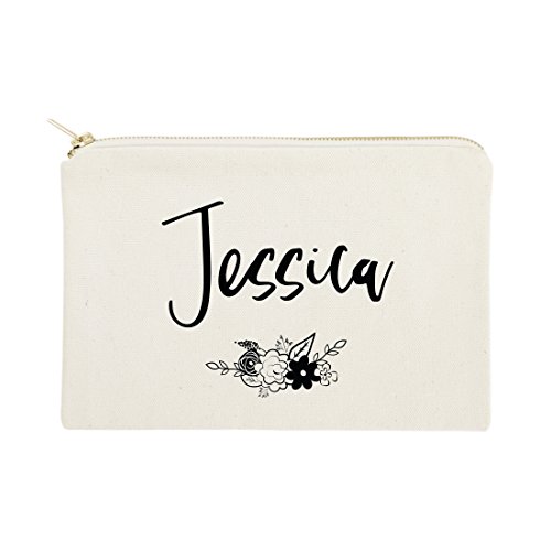 Product Image of the The Cotton & Canvas Co. Personalized Name Floral Cosmetic Bag and Travel Makeup Pouch