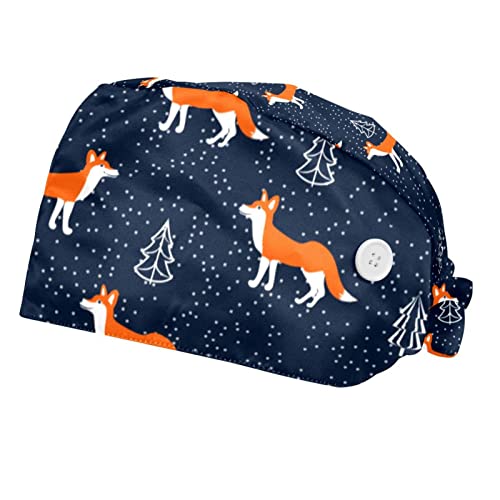 Couvre-Chef Unisexe Renard Orange Mignon - Bonnet de Travail Respirant Anti-Transpiration x2