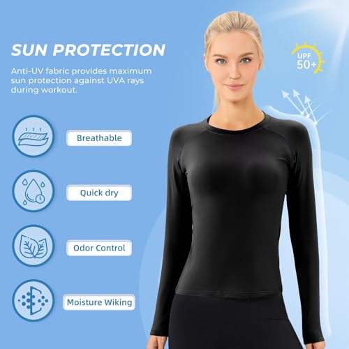 Sillictor Womens Thermal Tops Long Sleeve Fleece Lined Sports Base Layer Women Skin Compression Tops for Running Hiking Cycling Ski,Warm Quick Dry High Wicking Soft - Image 5