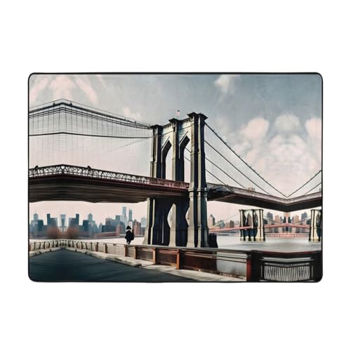 Tapis de luxe Brooklyn Bridge lavable, idéal pour chambre d'enfant