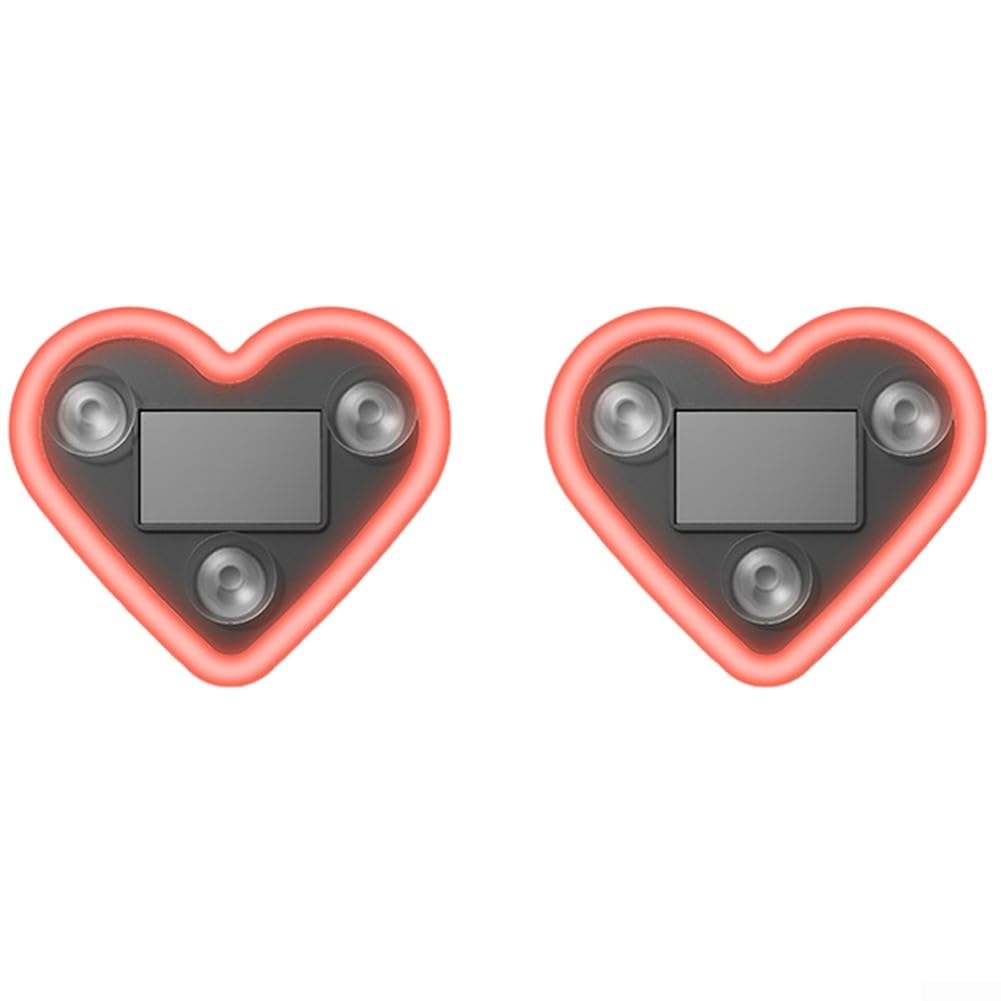 ComfyHarbor Solar Powered Heart Shaped LED Ambient Lights 2 Pack IP65 Waterproof Decorative-Lighting For Car Interiors And Outdoor Garden Patio Décor(red)