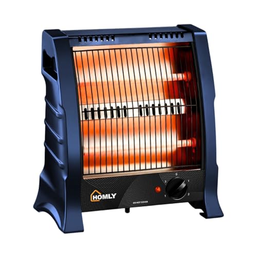 Homly Ritz 800 Watts Halogen Room Heater with Dual Heating Tubes | ISI Approved | Dual Heating Settings For 400W & 800 W | Cool Touch Shockproof Body 