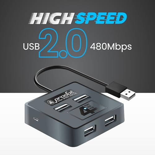 Image of ProDot 4-in-1 USB Hub 2.0 with Hi-Speed Data Transfer 480 Mbps I Plug & Play I Universally Compatible with Speaker, Laptop, Hard Drive, PC, Laptop etc. I 1 Year Warranty (Cube)