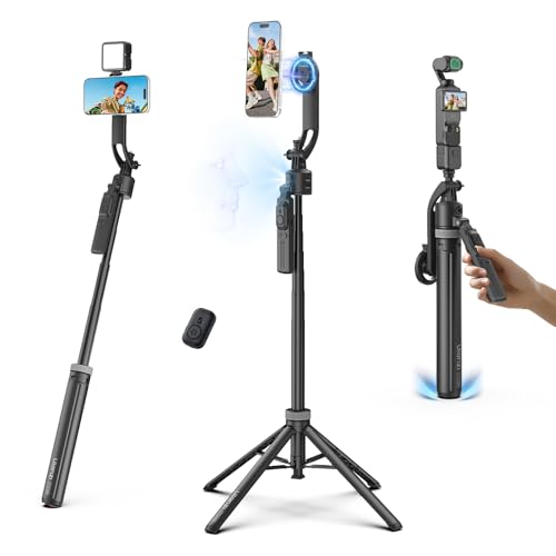 Image of ULANZI TT23M 63 inch Magnetic Face Tracking Tripod for iPhone, 360 Smart Auto Face Tripod with Remote, Selfie Stick for MagSafe that Follows Your Movement for iPhone 17 /16 /15 /14 /13 /Android /Camera /GoPro