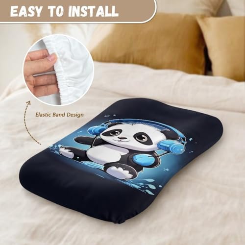 Image of ZOUTAIRONG Panda Cats Soft Bassinet Sheets Floral Comfy Polyester Cradle Sheets for Baby Boys Girls Universal Fit for Most Cradle and Bassinet Mattress Blue
