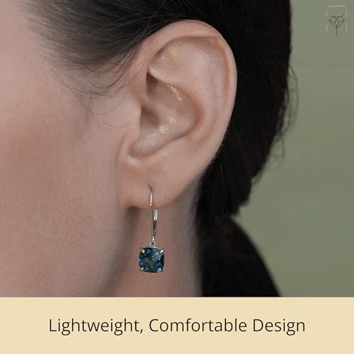 14k White or Yellow Gold Cushion Cut Gemstone Dangle Earrings for Women with 8mm Birthstones by Parade of Jewels4