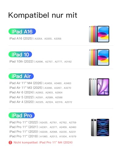 Inateck Hülle mit Tastatur für iPad 11(A16)/10. Gen, Ultraleicht 427g – Ansicht 2