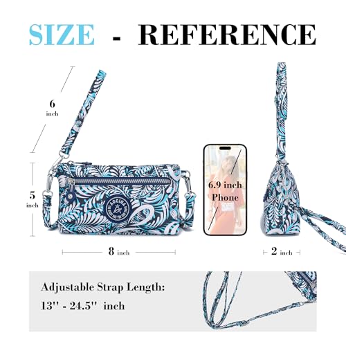 Image of Small Wristlet Wallets for Women Nylon RFID Cross body bag | Cell Phone Purse with Built-In Card Slots for Daily Outings