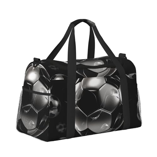 Soccer Black Travel Duffel Bag Lightweight Waterproof Carry On Tote Bag Foldable Weekender Overnight Bags Sport Gym Bag For Women Men3