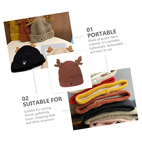 GALPADA Presente De Veado De Lã Caramelo Adorável Tricô Para Crianças Chifres Gorro Gorro De Chifre