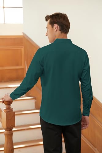 Cromoncent Mens Long Sleeve Dress Shirt and Tie Set Suit Shirt with Matching Tie and Handkerchief2