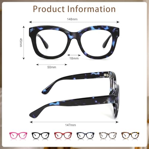 Image of JiSoo Oversized Reading Glasses for Women Men, Stylish Designer Readers Women with Large Frame
