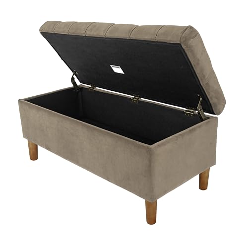Image of HomePop 40 inch Ainsley Button Tufted Storage Bench - Fawn Velvet