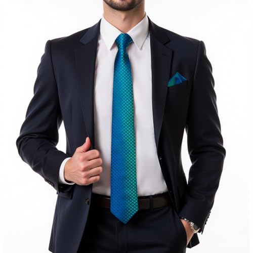 Image of DiBanGu Mens Zipper Ties Silk Adjustable Necktie Pocket Square | Paisley /Striped Pattern,Pre-tied Gift Tie Sets,Jacquard Woven,Pocket Square Cufflinks,Great for Formal & Business Wedding
