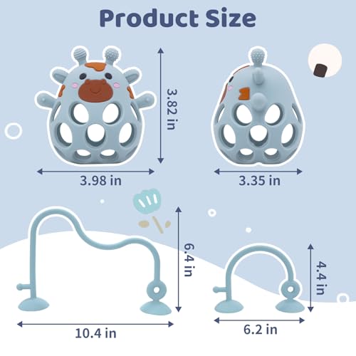 Image of Baby High Chair Toys Teething Chew - Baby Table Toys, High Chair Suction Toy Teething Toys Silicone Teethers, Food Grade Silicon for 6 12 18 Months Blue