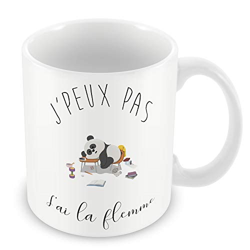 Fabulous Mug Céramique Tasse J'Peux Pas J'Ai La Flemme Humour Dessin Panda Avachi sur Bureau Animaux