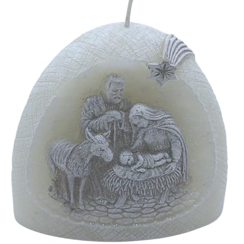 Dekohelden24 Hochwertige Kerze als Krippe mit Glitter und Diode,...