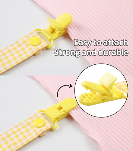 Image of CutiePlusU Pacifier Clip Big Size Anyard Holder Clips 2 Pack Green Yellow