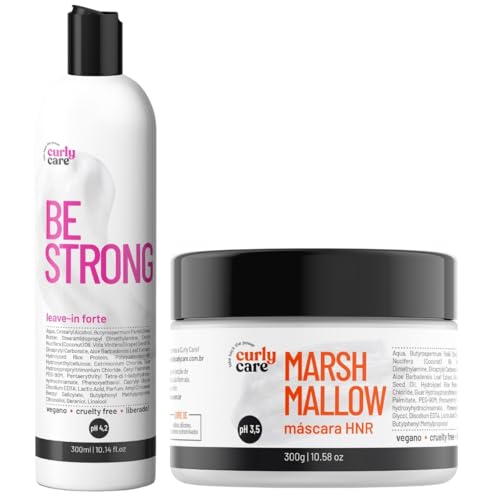 Kit Curly Care Leave In Forte Be Strong + Marhmallow Mascara Hidratação Definição Capilar Vegano