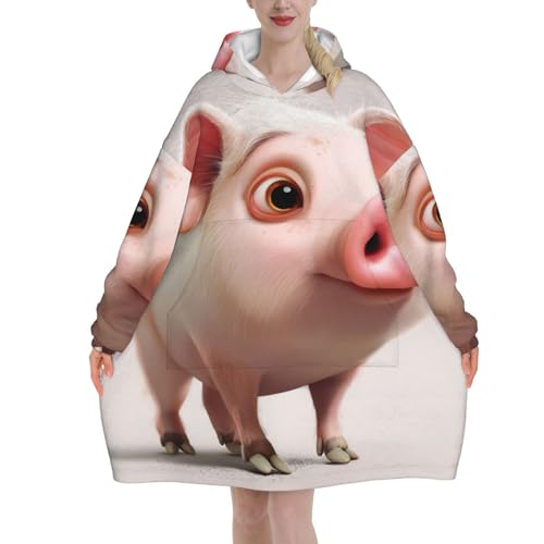 Couverture à capuche cochon EdWal en flanelle douce et chaude pour adulte