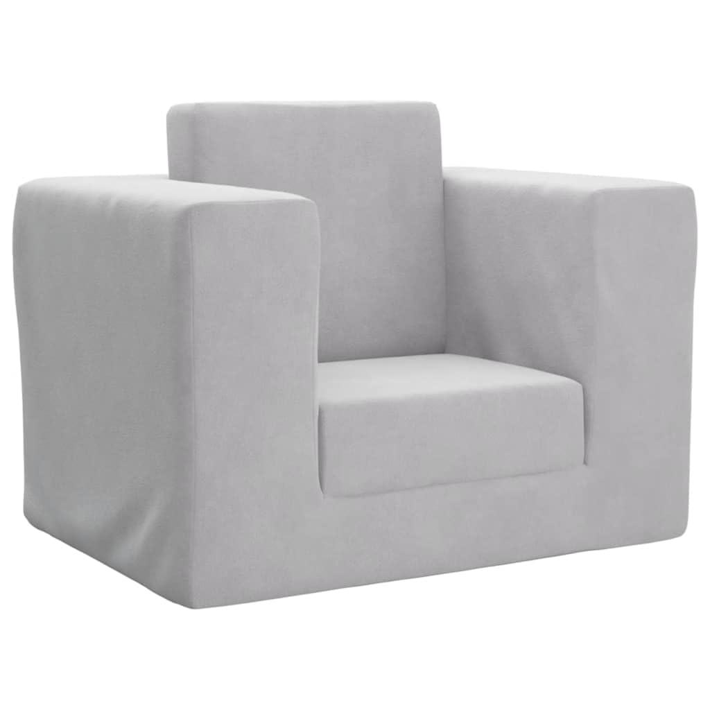 Sofa do spania dla dzieci, jasnoszara, miękki plusz, tapicerka z pianki, zdejmowany pokrowiec, sofa dziecięca z funkcją spania, 52 x 38 x 42 cm, do pokoju dziecięcego, zabawy i odpoczynku
