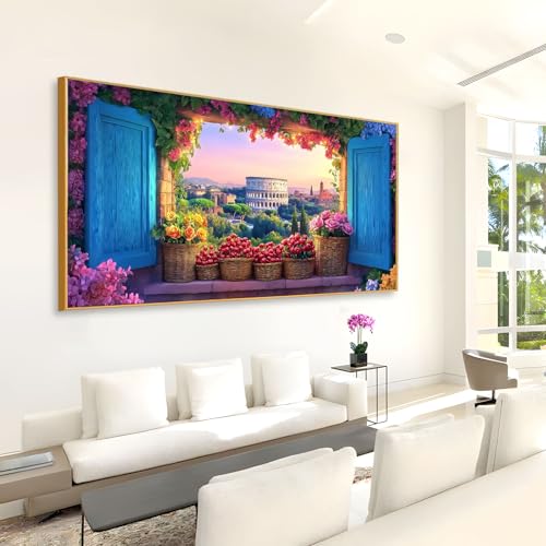 Tuscan Garden Vista Canvas Wall Art, Flower Baskets & Scenic