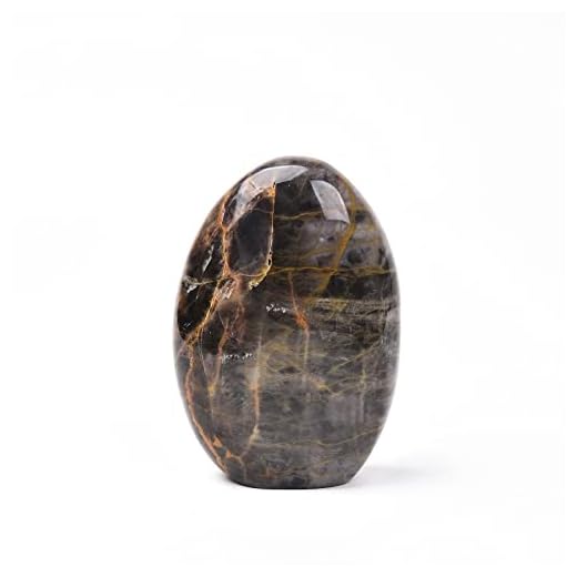AMOYSTONE Black Moonstone Healing Crystal Stone Tower Polished Home Table Decor, Irregular 1.7~2 LBS