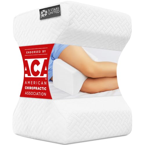 5 STARS UNITED Knee Pillow for Side Sleepers - Hip Pain Relief, Memory Foam Leg Cushion for Side Sleeping - Between Legs Pillow for Sciatica & Lower Back Pain, White