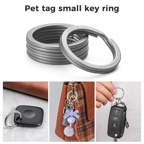 Image of FEGVE Titanium Key Chain Rings Split Rings 4 Pack - Durable and Rustproof | Ultra Lightweight, Rust & Corrosion Resistant, High Hardness, Deformation Resistant