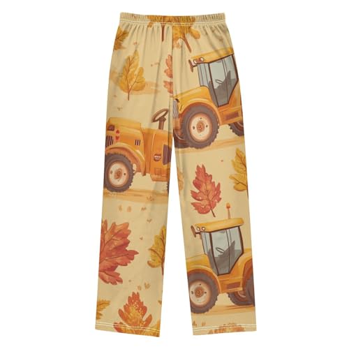 ZZXXB Autumn Maple Tractor Boys Long Pants Soft Trousers Elastic Waist Kids Lounge Bottoms with Pockets S-XL2