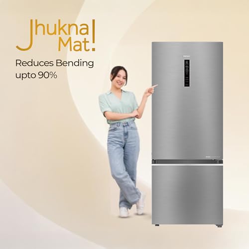 Image of Haier 445 L 1 Star Frost Free Triple Inverter Double Door Bottom Mount Refrigerator, Digital Touch Display & 2X Bigger Fresh Storage (HEB-451TSA-P, Inox Steel, 14 In 1 Convertible Modes, 2026 Model)